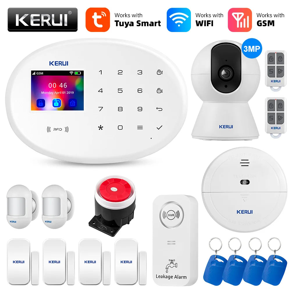 KERUI Tuya WIFI GSM Alarm System Smart Home Security Buglar RFID APP Wireless Motion Sensor Detector IP Camera Sistema de alarma - Home Smart Direct