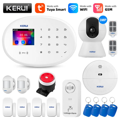 KERUI Tuya WIFI GSM Alarm System Smart Home Security Buglar RFID APP Wireless Motion Sensor Detector IP Camera Sistema de alarma - Home Smart Direct