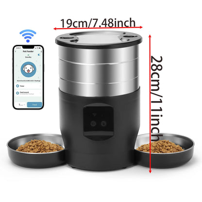 WiFi Automatic Cat Feeder with Dual Stainless Steel Bowls