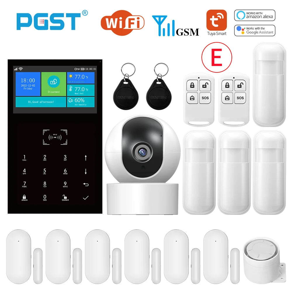 PGST PG109 Smart Tuya Alarm System 4.3 inch Screen WIFI GSM Burglar Home Security With Temperature and Humidity Function - Home Smart Direct