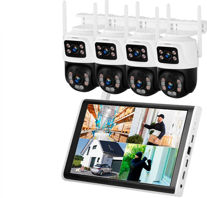 KERUI Wireless 6MP WIFI IP Dual Lens Camera 8CH NVR Kit Home Security System Surveillance Video Recorder 10.1 inch LCD Monitor - Home Smart Direct