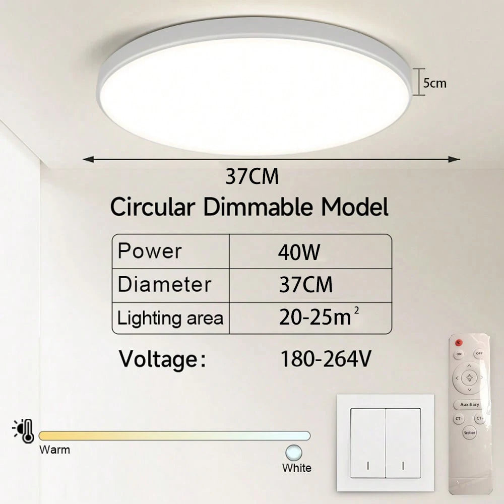 Modern LED Ceiling Light with Remote Three Color Dimming - Home Smart Direct