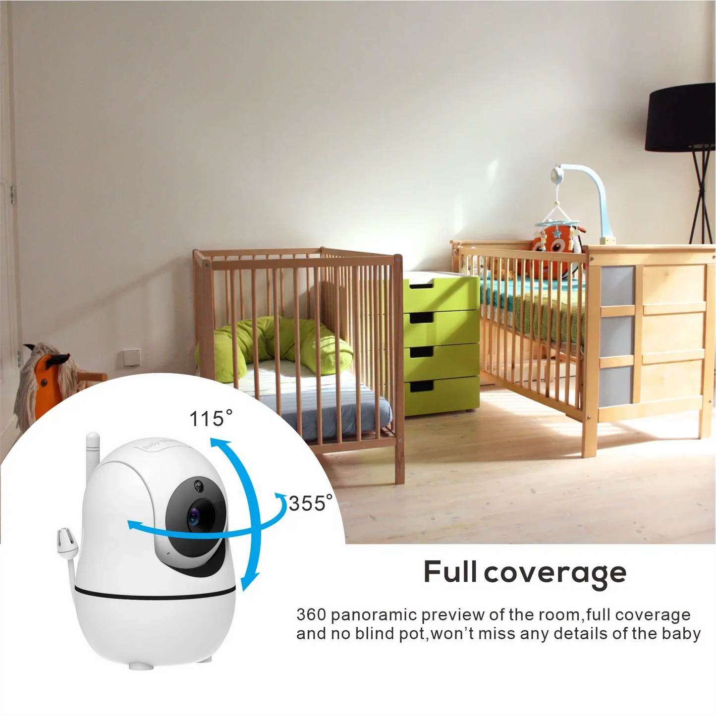 Video Baby Monitor with Camera Audio Zoom and Temperature Sensor
