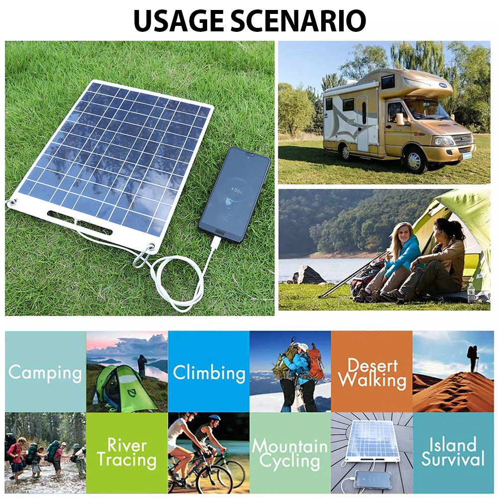 Portable Solar Charger with Dual USB and Waterproof Design