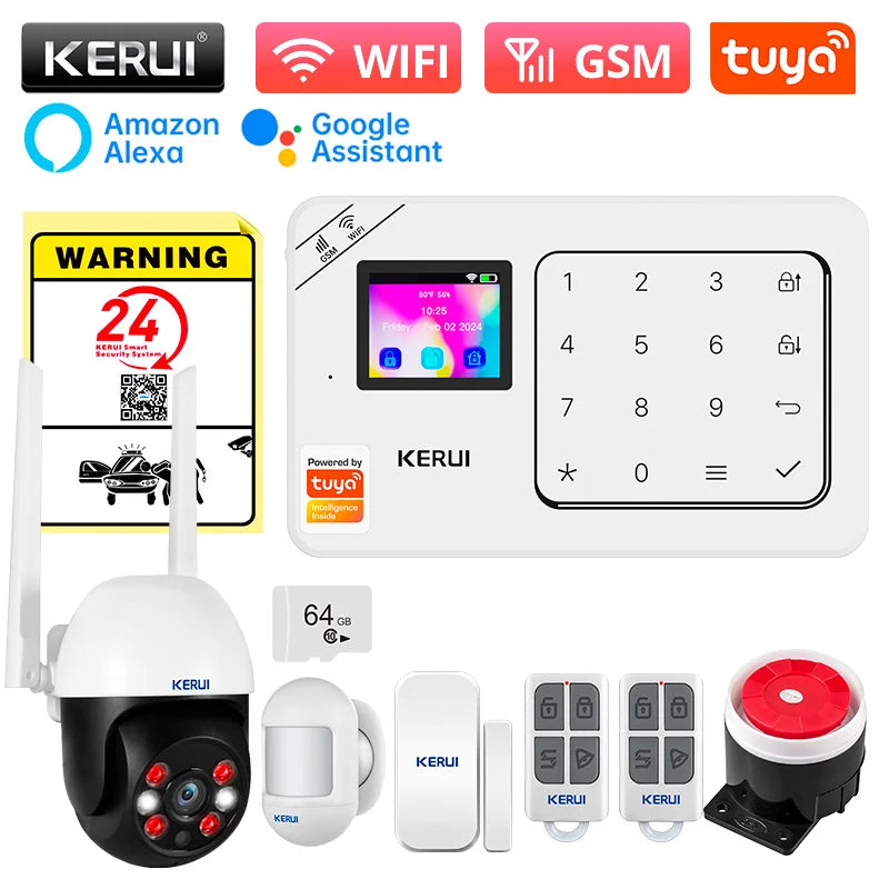 KERUI Home Alarm Kit Wireless WiFi GSM Anti-Theft with Touch Screen Tuya Smart Life App Alarm System for Security Protection - Home Smart Direct