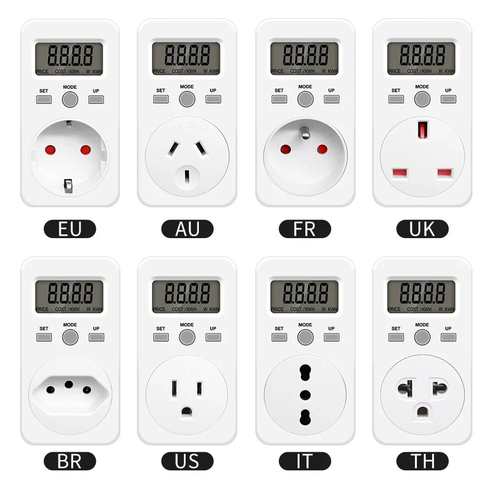 Digital Energy Meter Wattmeter Socket Voltage Power Consumption Monitor