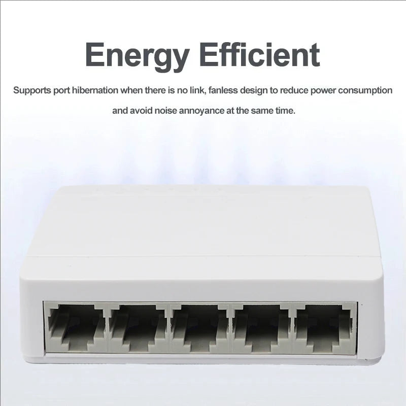 Five Port Gigabit Network Switch Plug and Play Hub