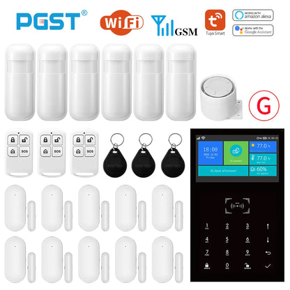 PGST PG109 Smart Tuya Alarm System 4.3 inch Screen WIFI GSM Burglar Home Security With Temperature and Humidity Function - Home Smart Direct