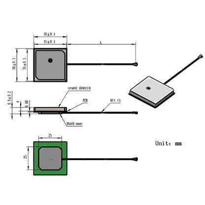 High Gain GNSS GPS Patch Antenna with IPX Connector