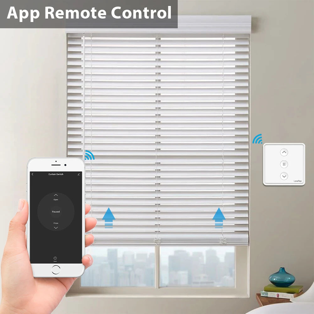 LoraTap Roller Shutter Curtains Blinds Push Button Switch Tuya Smart Life Electric Motor Engine Connected WiFi Alexa Google Home - Home Smart Direct