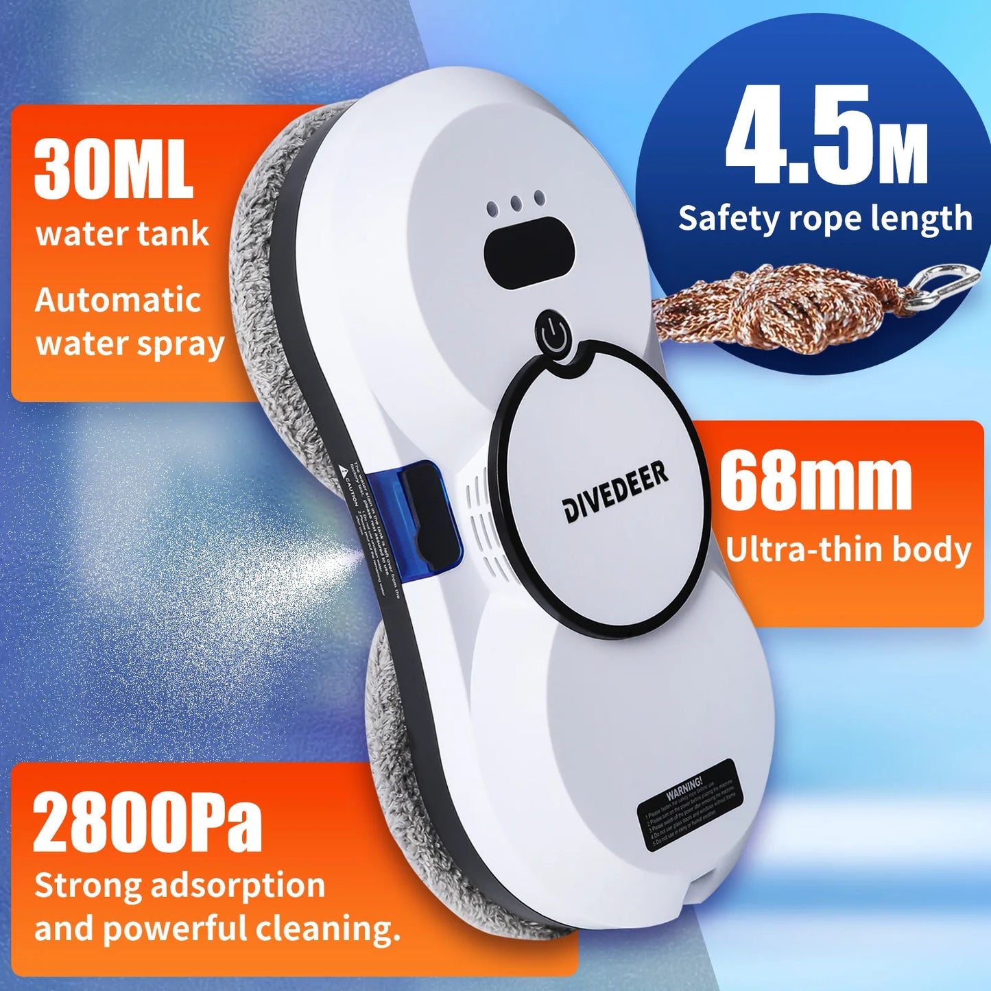 Electric Window Cleaning Robot with Strong Suction and Spray