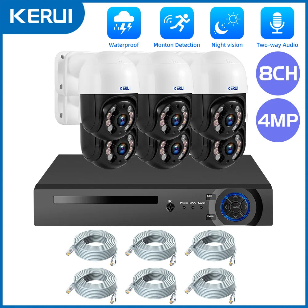 KERUI 2K 4MP 6MP HD POE Surveillance 8CH 16CH Camera System Dual Lens PTZ WIFI IP Home Security 8CH POE NVR Video H.265 CCTV Kit - Home Smart Direct
