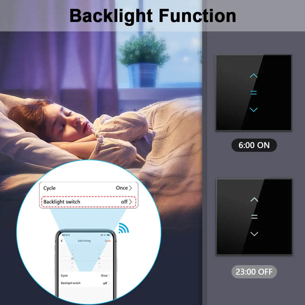 Smart Curtain and Blind Switch with Backlight Style