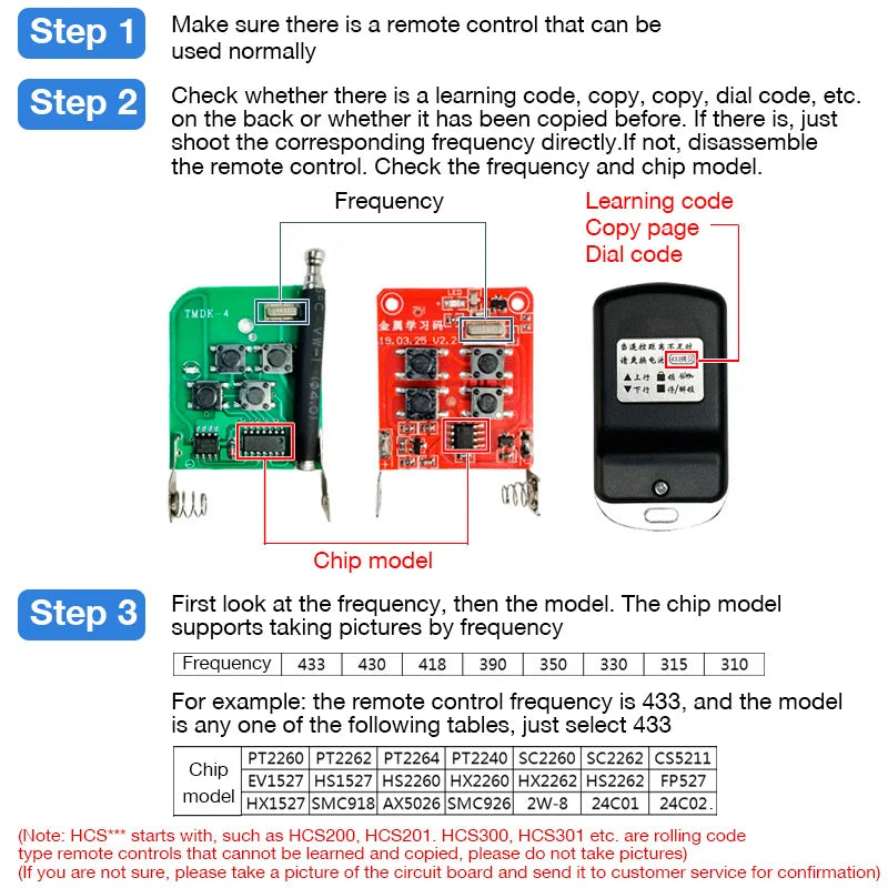 433MHz Remote Control Duplicator with 4 Buttons Smart Copy Remote Control for Electric Garage Door Gate Opener Remote Cloning - Home Smart Direct