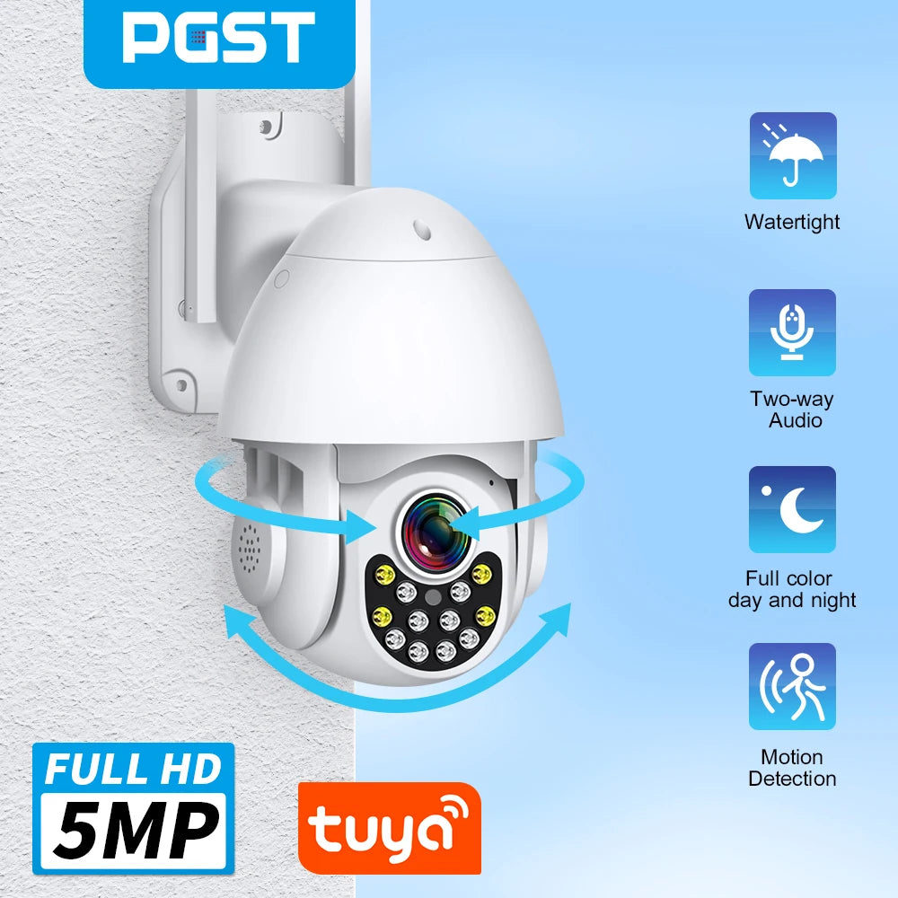 PGST 2MP 1080P IP WiFi PTZ Tuya Security Camera Outdoor Surveillance Camera CCTV Smart Life Waterproof 2-Way Audio Night Vision - Home Smart Direct