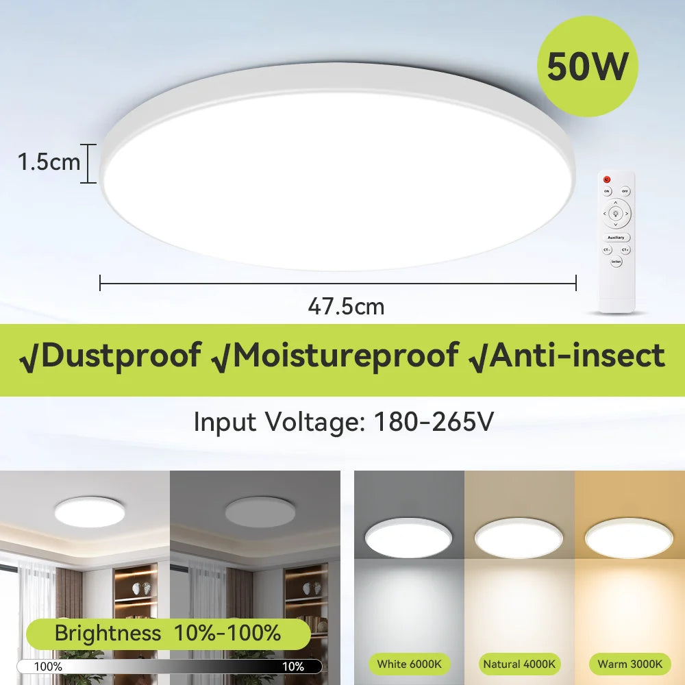 Dimmable LED Flush Mount Ceiling Light with Remote - Home Smart Direct