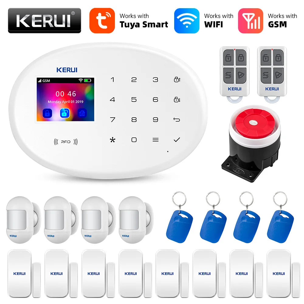 KERUI Tuya WIFI GSM Alarm System Smart Home Security Buglar RFID APP Wireless Motion Sensor Detector IP Camera Sistema de alarma - Home Smart Direct