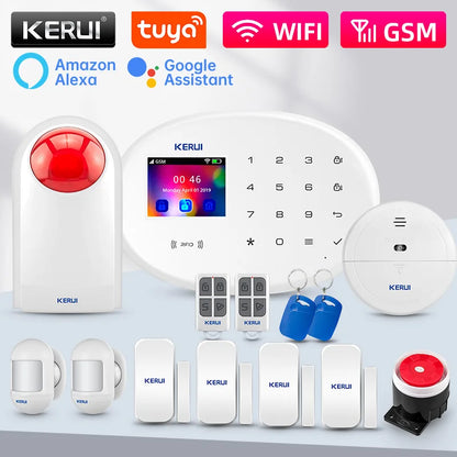 KERUI W202 Tuya Smart WIFI Alarm System Wireless Home Burglar Security Alarm System Control Siren Motion Detector Smoke Sensor - Home Smart Direct