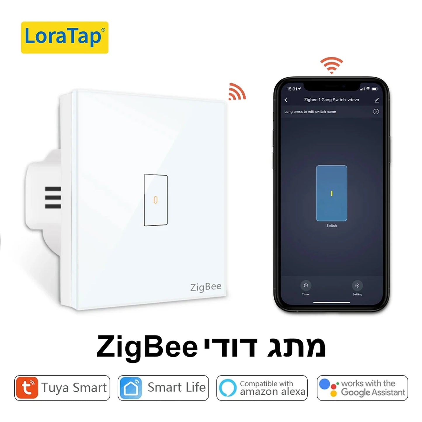 Smart Home ZigBee EU Boiler Water Heater Switch 4400W Tuya App Remote Control ON OFF Timer Voice Control Google Home Alexa MQTT - Home Smart Direct