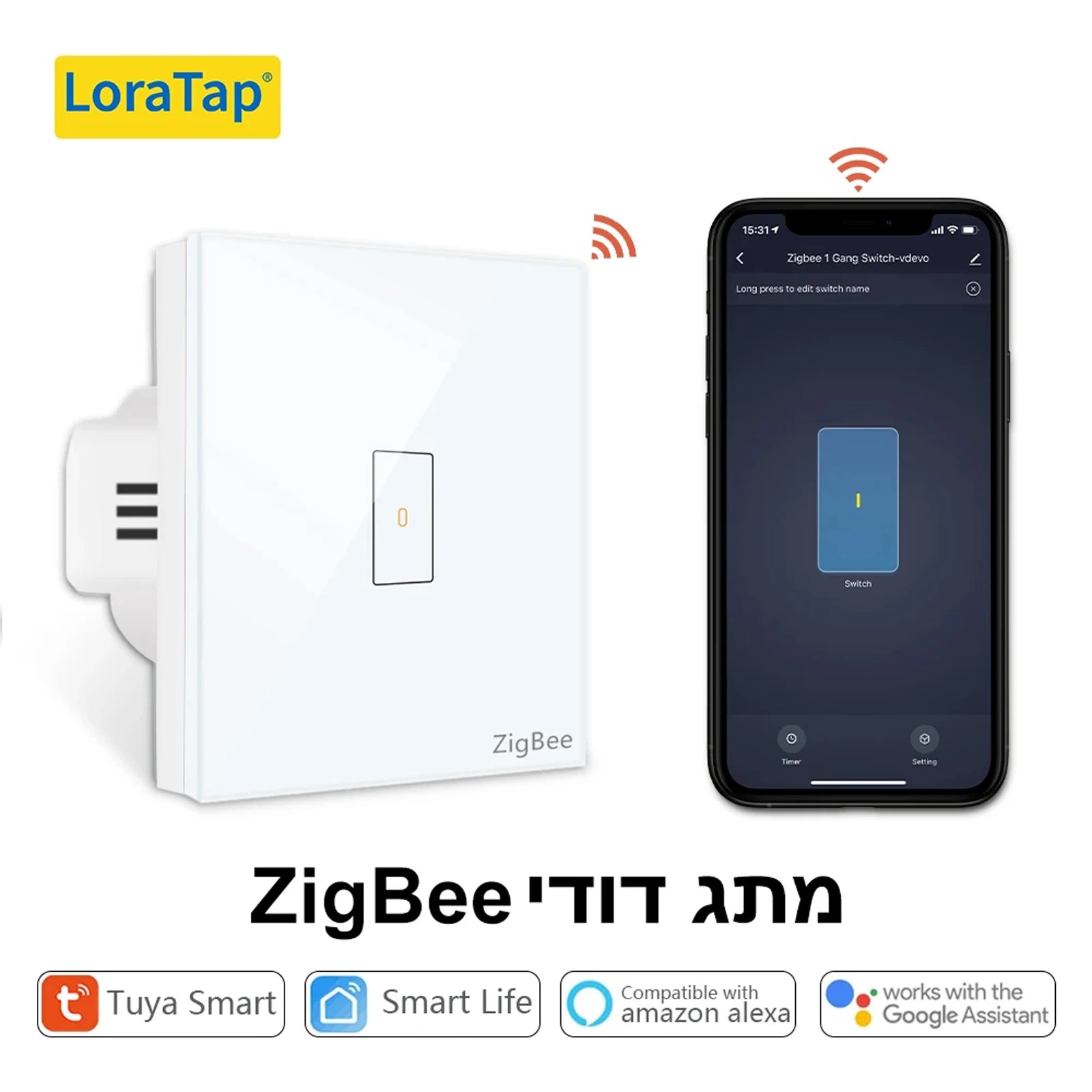 Smart Home ZigBee EU Boiler Water Heater Switch 4400W Tuya App Remote Control ON OFF Timer Voice Control Google Home Alexa MQTT - Home Smart Direct