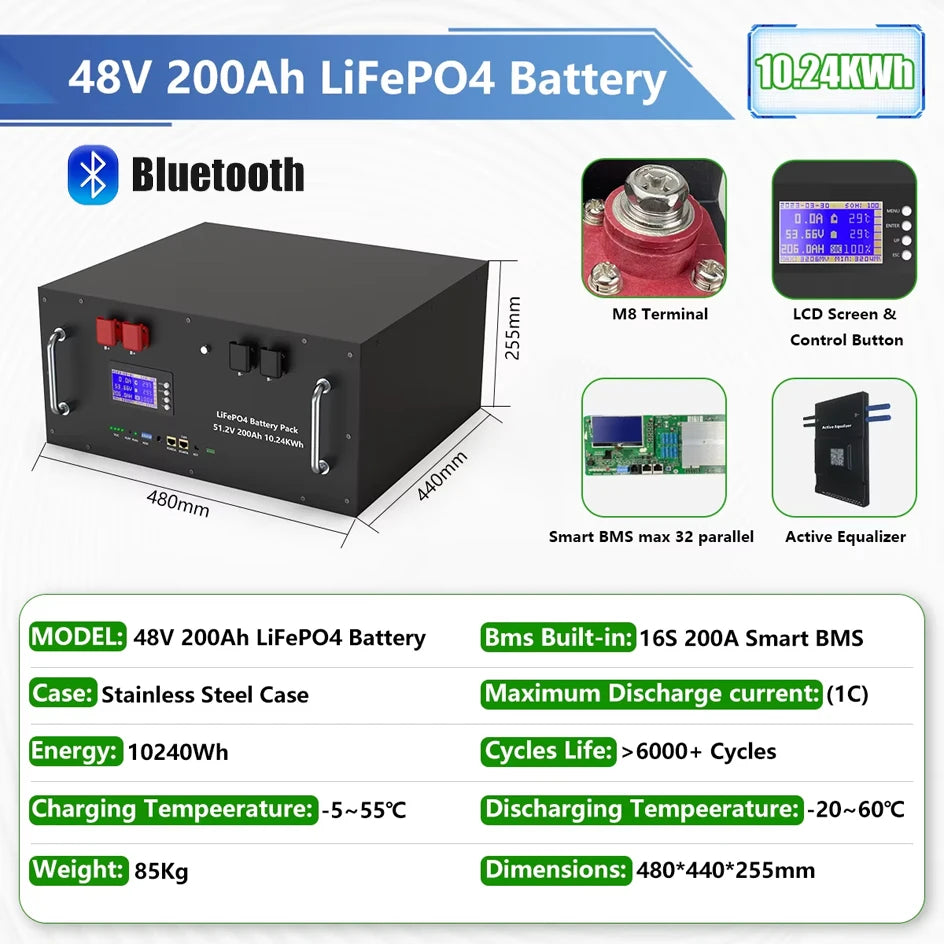 High Capacity LiFePO4 Storage Battery for Home Solar Systems