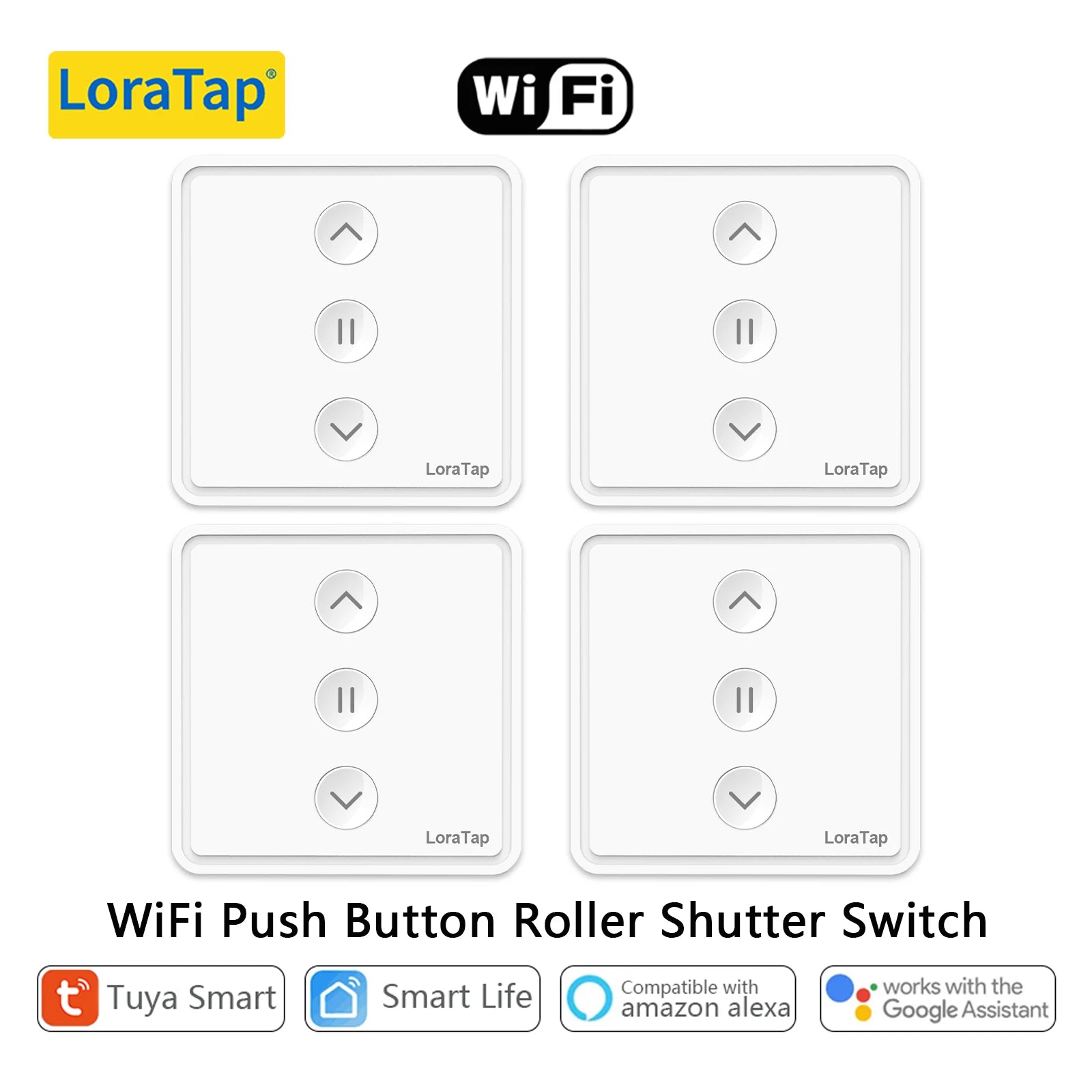 LoraTap Roller Shutter Curtains Blinds Push Button Switch Tuya Smart Life Electric Motor Engine Connected WiFi Alexa Google Home - Home Smart Direct