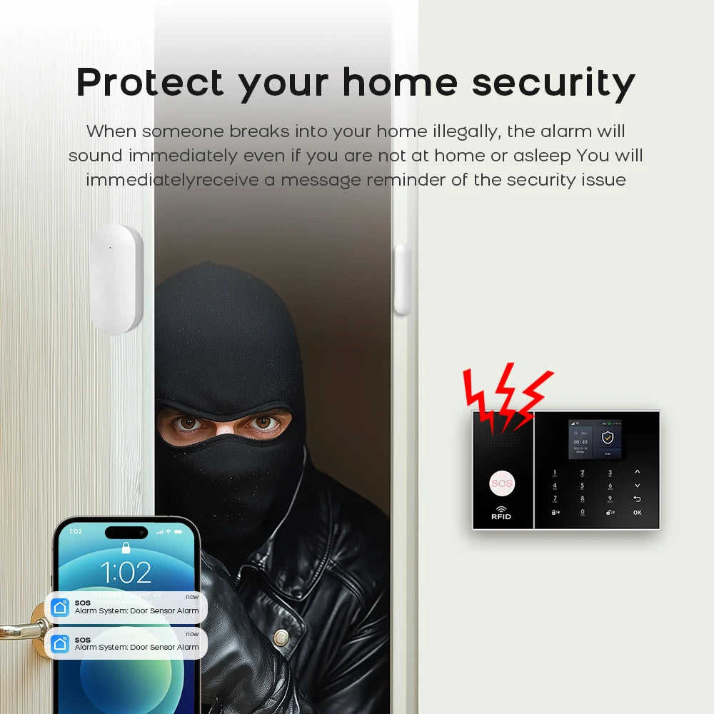 PGST WiFi 2G GSM Tuya Smart Life Home Alarm Security System Kit Alexa Automation Alarm Security Protection Door Motion Sensor - Home Smart Direct