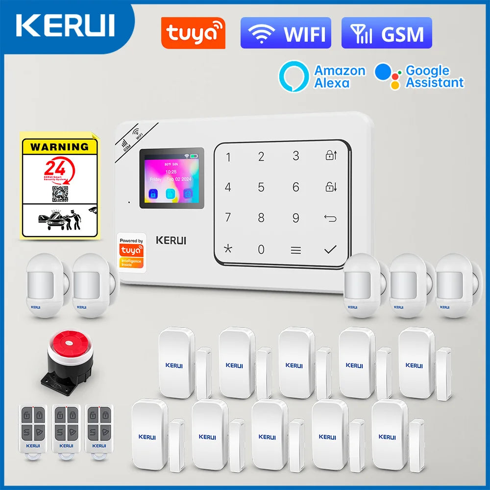 KERUI Home Alarm Kit Wireless WiFi GSM Anti-Theft with Touch Screen Tuya Smart Life App Alarm System for Security Protection - Home Smart Direct