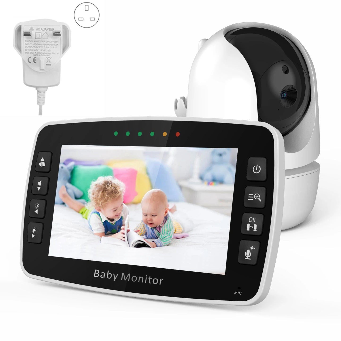 Wireless Baby Monitor with IPS Screen PTZ Camera and Temperature Display
