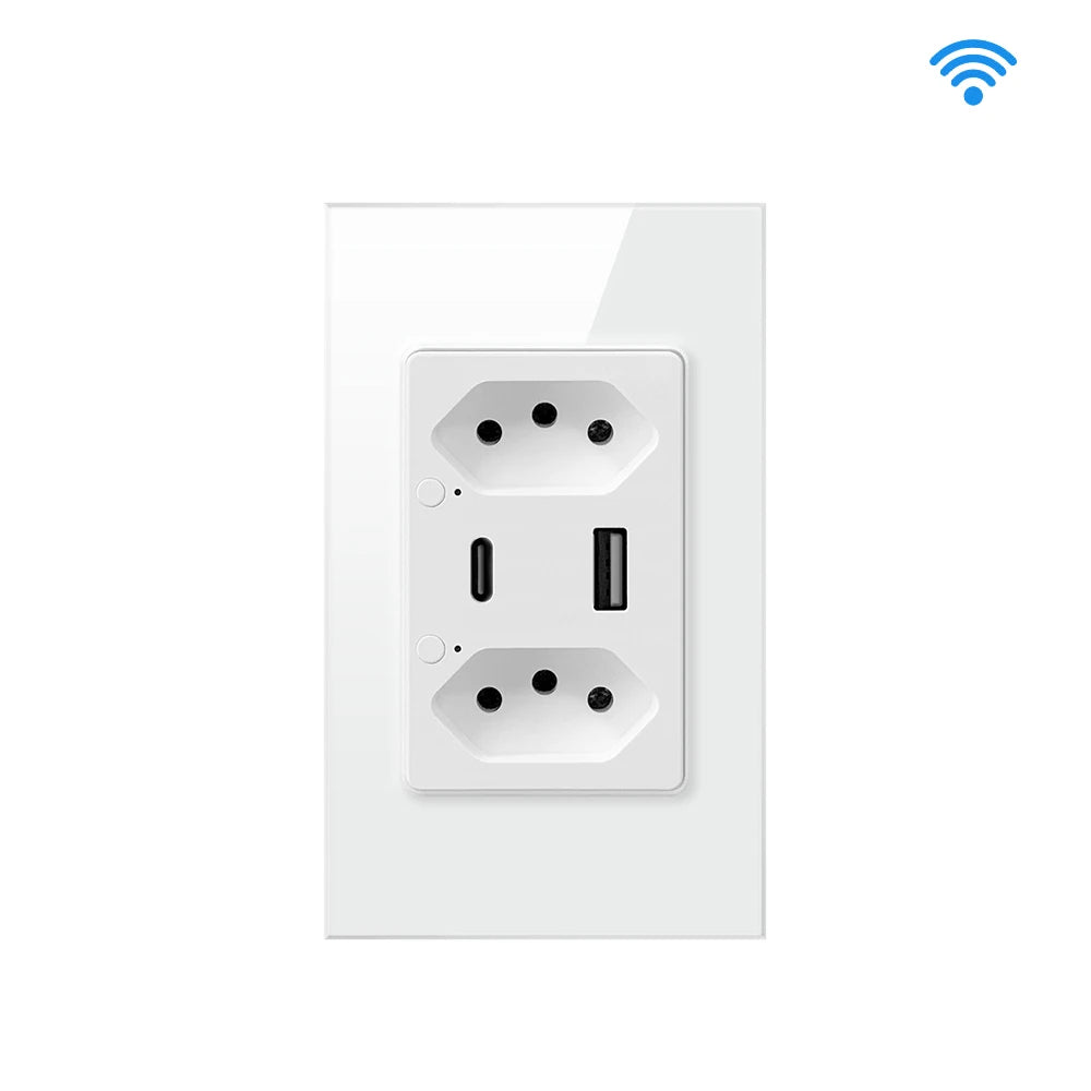 Smart Wall Socket with USB Fast Charging and Voice Control