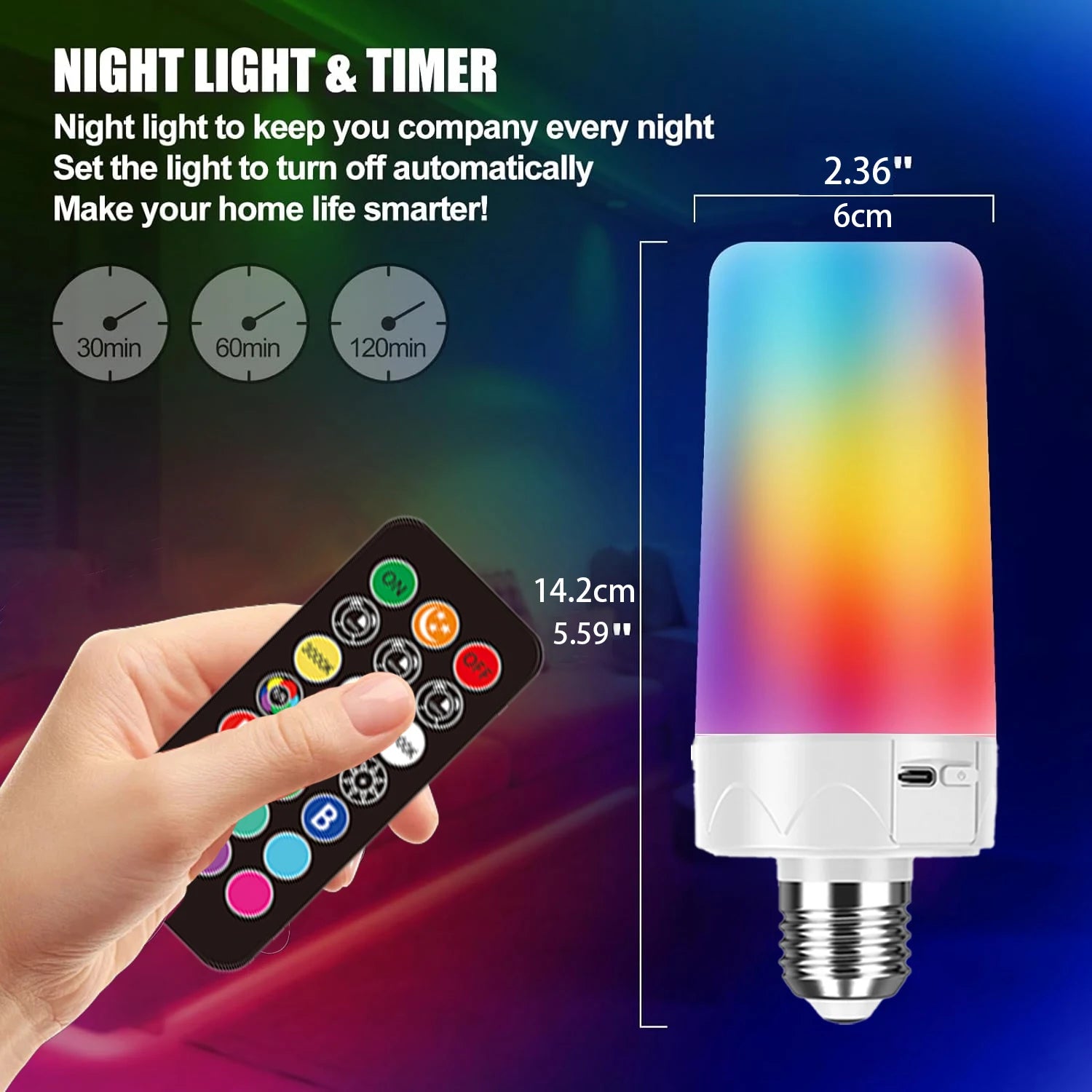 Rechargeable Emergency LED Bulb with Remote and RGB Colors - Home Smart Direct