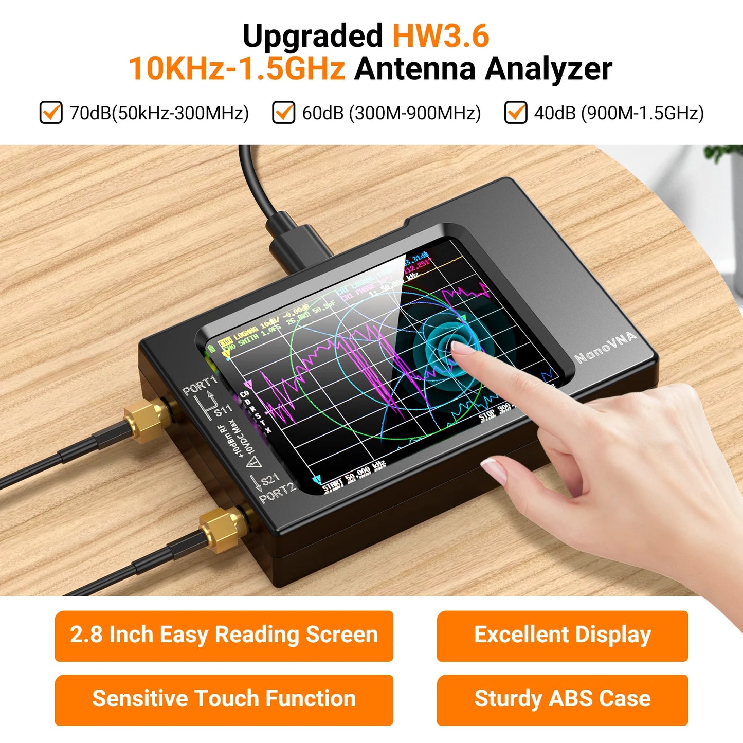 NanoVNA-H Vector Network Antenna Analyzer 10kHz to 1.5GHz with SD Card