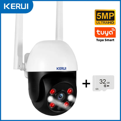 KERUI 5MP 8MP 4K PTZ WiFi IP Wireless Camera Tuya Smart Outdoor Home Security Dual Lens 10MP 5K Camera CCTV Video Surveillance - Home Smart Direct