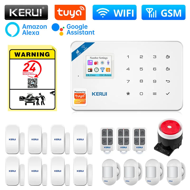 Ship For ES/MX/RU KERUI Alarm System W181 WIFI GSM Alarm Home Kit Tuya Smart APP Motion Sensor Detector Door Sensor Sounder - Home Smart Direct