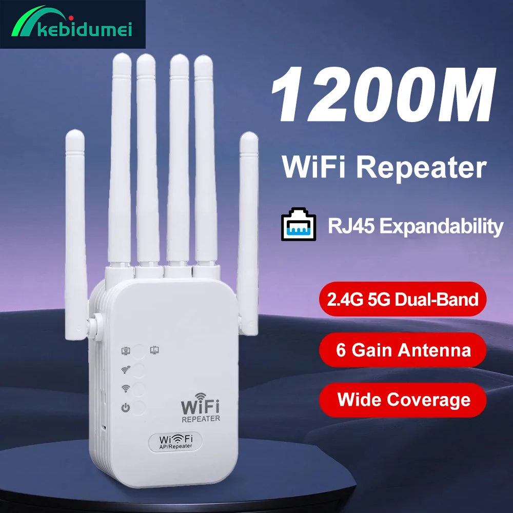 1200Mbps Dual Band WiFi Repeater Wireless Signal Extender Network Amplifier