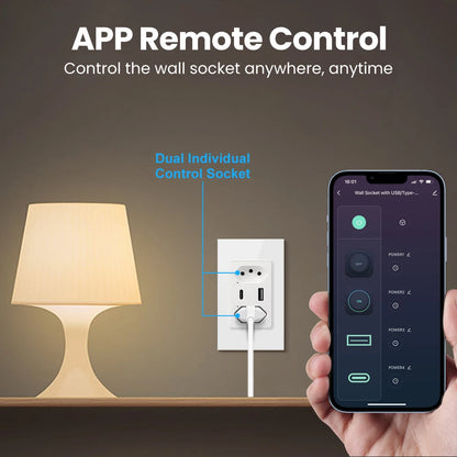 Smart Wall Socket with USB Fast Charging and Voice Control