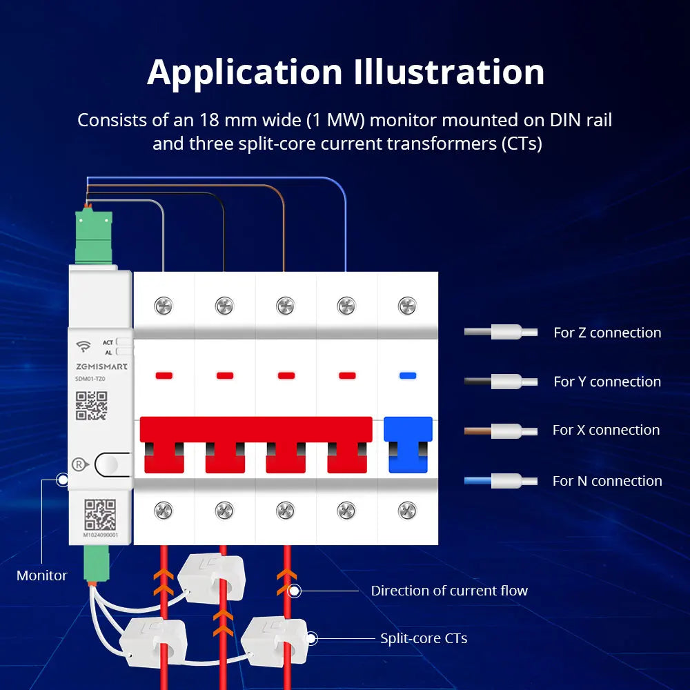 Smart Zigbee WiFi Din Rail Energy Meter with Power Monitor
