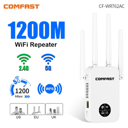 300 1200Mbps WiFi Repeater Long Range Signal Booster Dual Band Extender