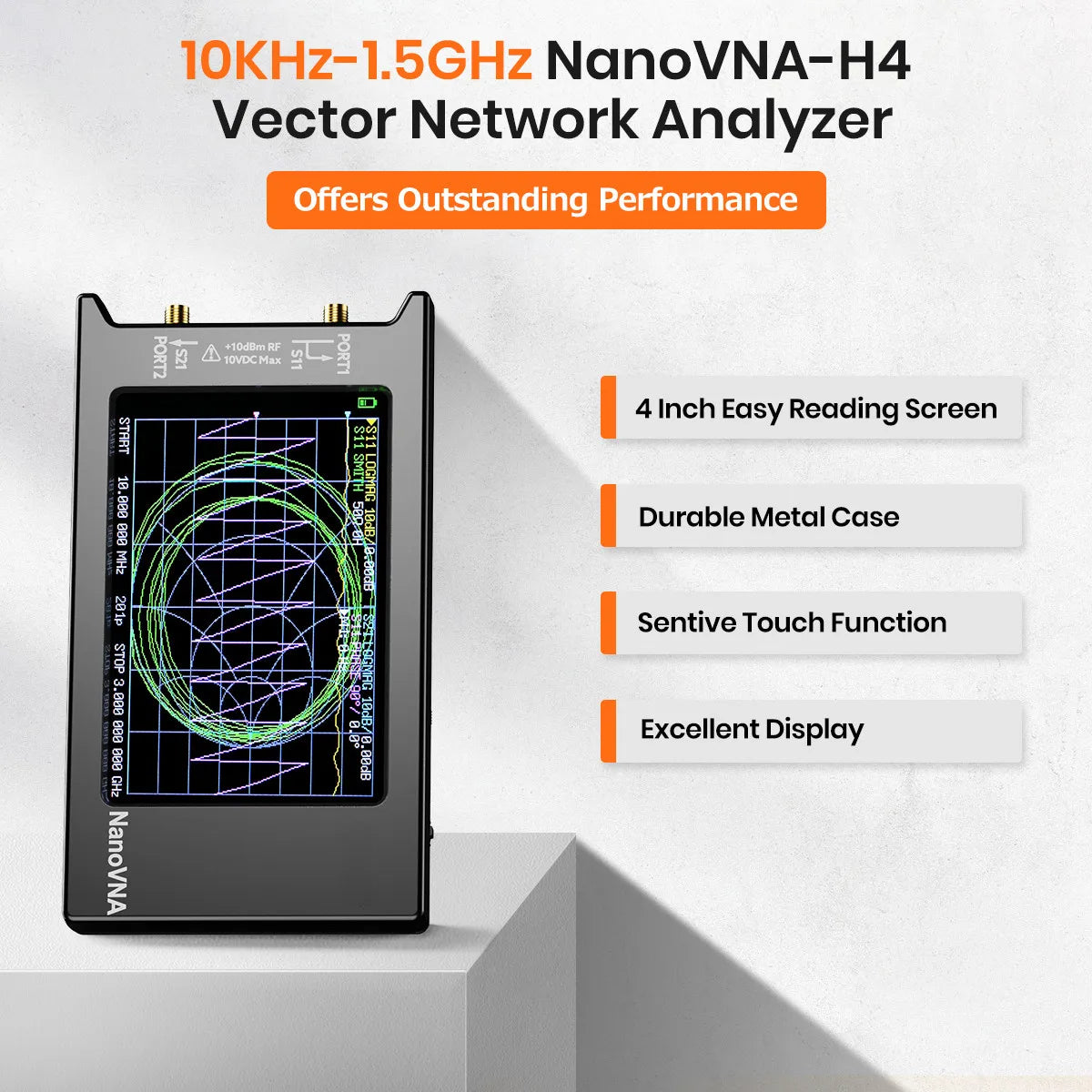 NanoVNA-H4 4 Inch Vector Network Analyzer 10kHz to 1.5GHz with SD Card