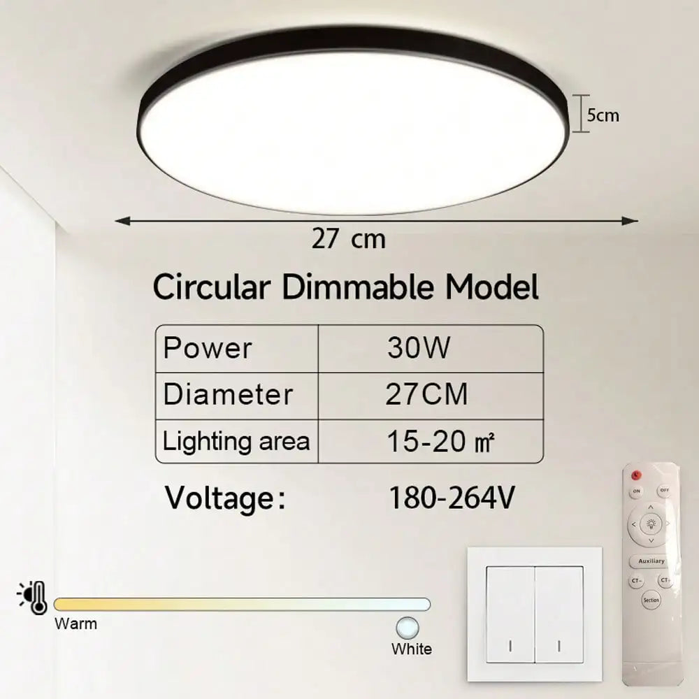 Modern LED Ceiling Light with Remote Three Color Dimming - Home Smart Direct