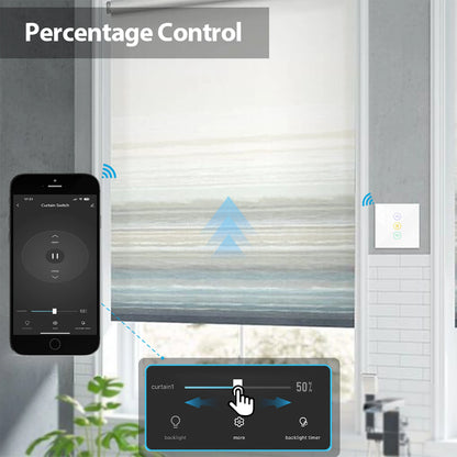 Smart Curtain Switch with Backlight and Percentage Control