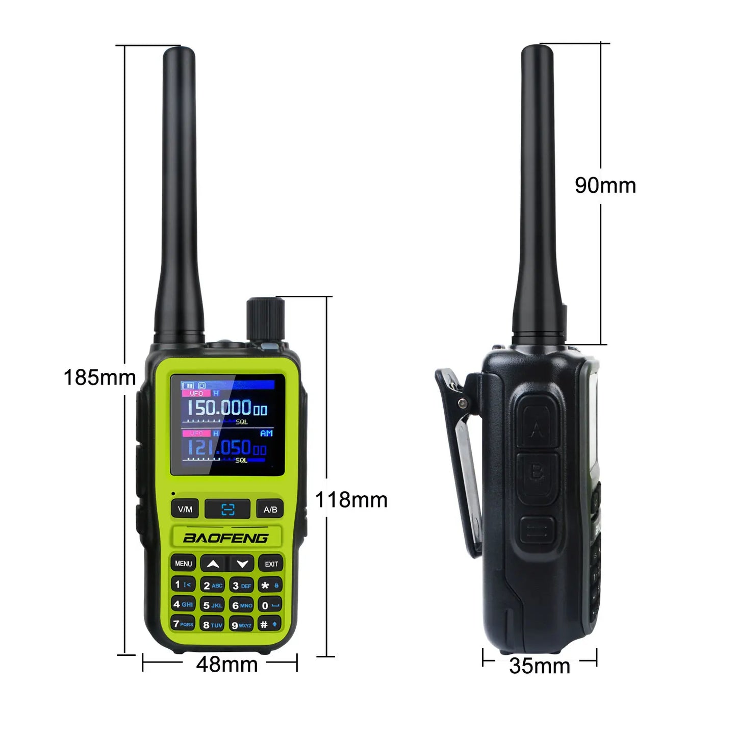 Compact Dual PTT Walkie Talkie Set with Air Band Reception