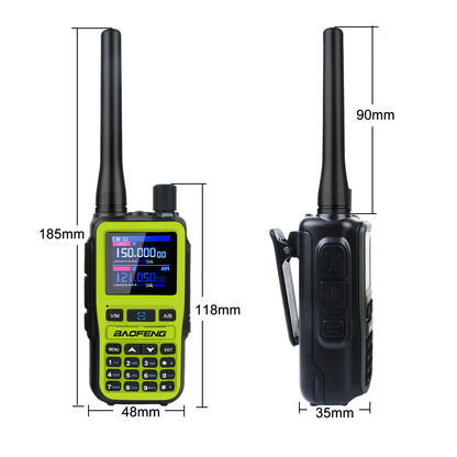 Compact Dual PTT Walkie Talkie Set with Air Band Reception