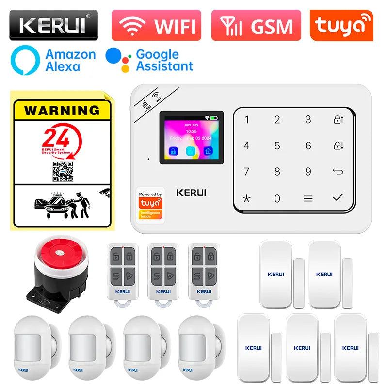 KERUI Home Alarm Kit Wireless WiFi GSM Anti-Theft with Touch Screen Tuya Smart Life App Alarm System for Security Protection - Home Smart Direct
