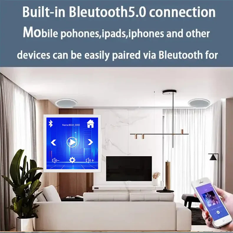 Bluetooth Wall Amplifier with Touch Screen and FM Radio Support - Home Smart Direct