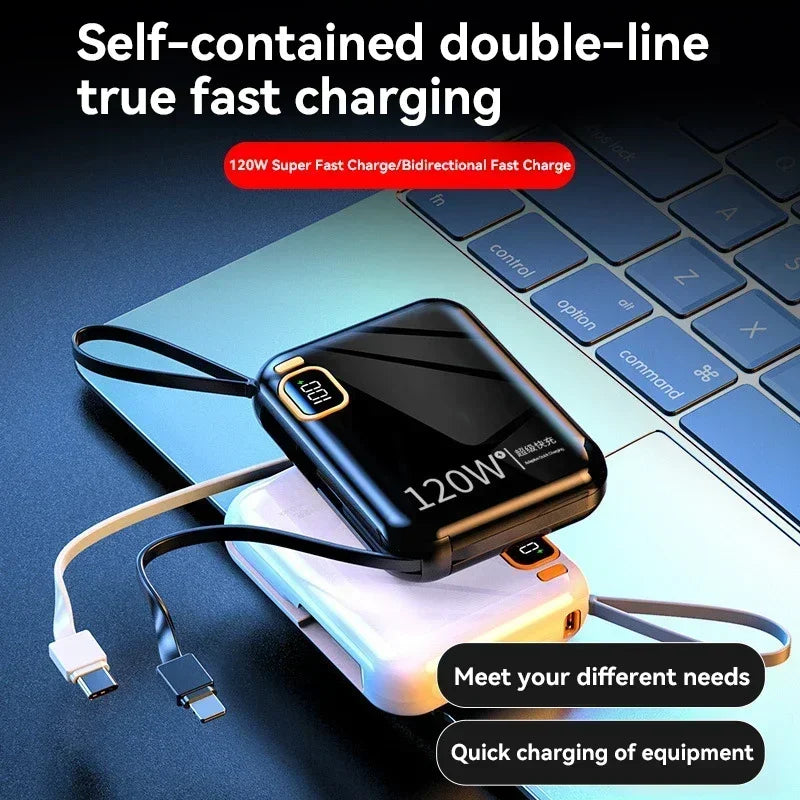 Power Bank with Detachable Cable and Fast Charging