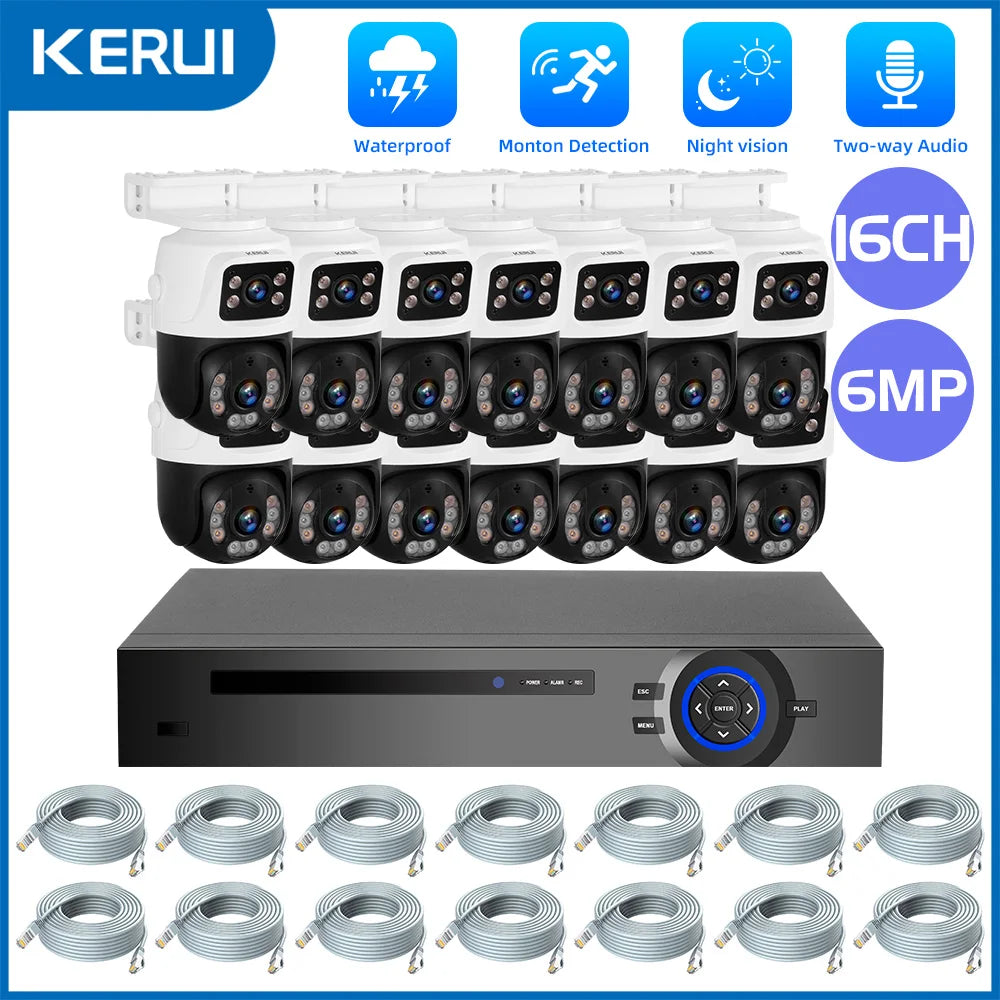 KERUI 2K 4MP 6MP HD POE Surveillance 8CH 16CH Camera System Dual Lens PTZ WIFI IP Home Security 8CH POE NVR Video H.265 CCTV Kit - Home Smart Direct
