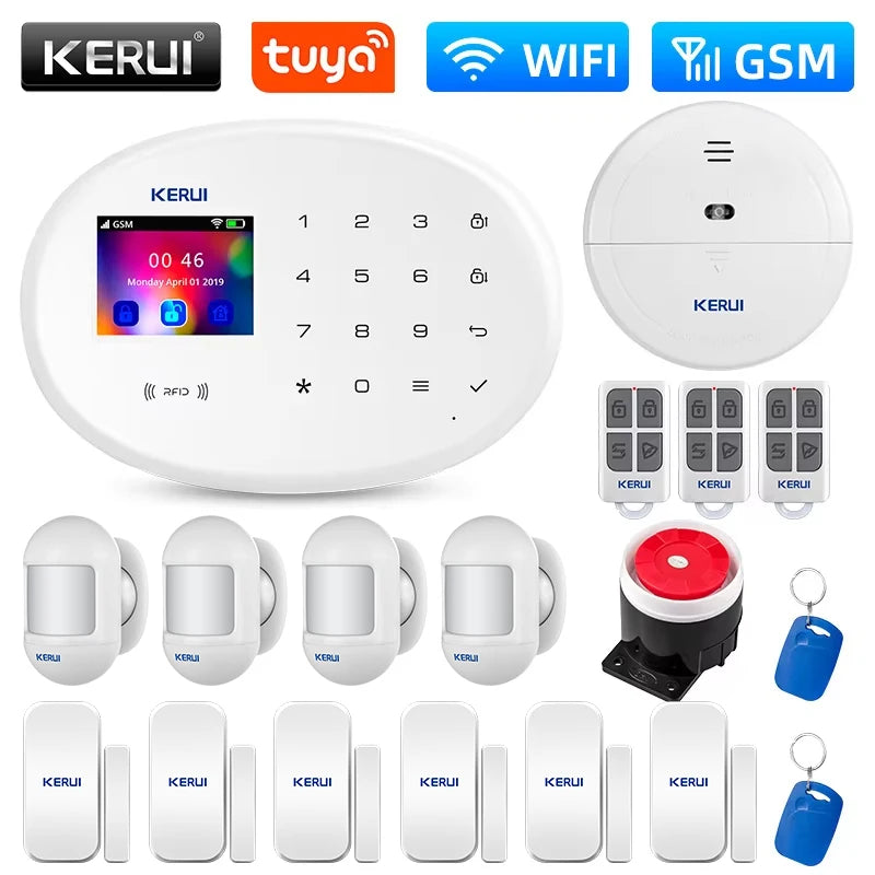 KERUI WIFI GSM Alarm System Kit W202 Home Security Protection Tuya Smart Support Alexa with Motion Detector Door Opening Sensor - Home Smart Direct