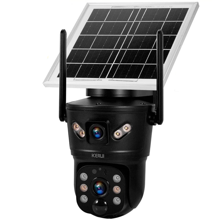KERUI Outdoor 6MP Solar Camera 4G SIM WIFI Solar Panel Dual Lens Camera Waterproof Home Security CCTV Video Surveillance V380pro - Home Smart Direct
