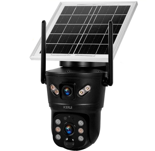 KERUI Outdoor 6MP Solar Camera 4G SIM WIFI Solar Panel Dual Lens Camera Waterproof Home Security CCTV Video Surveillance V380pro - Home Smart Direct